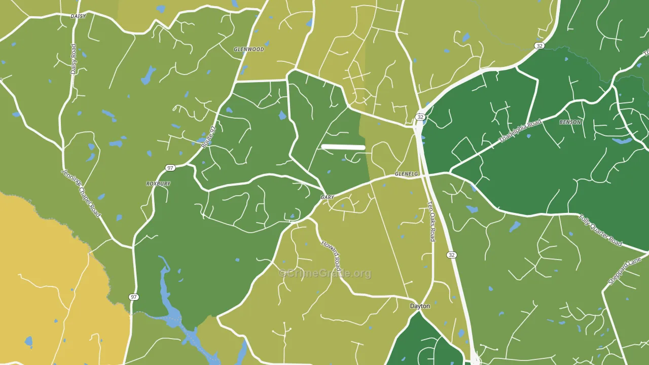 Glenelg, MD Map of Vehicle Theft Rates
