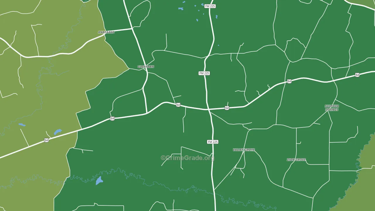 Glenfawn, TX Map of Vehicle Theft Rates