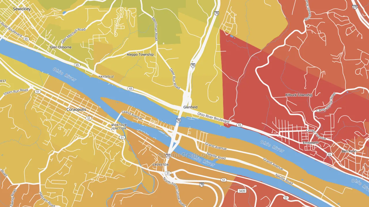 Glenfield, PA Map of Vehicle Theft Rates