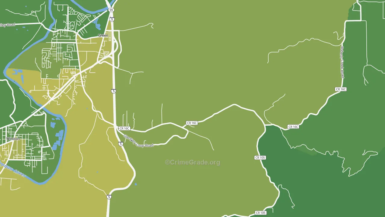 Glengary, OR Map of Vehicle Theft Rates