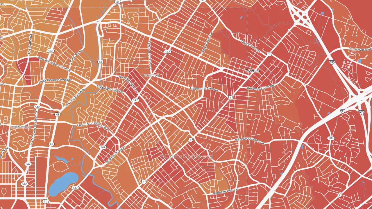 Glenham-Belhar, Baltimore, MD Map of Vehicle Theft Rates
