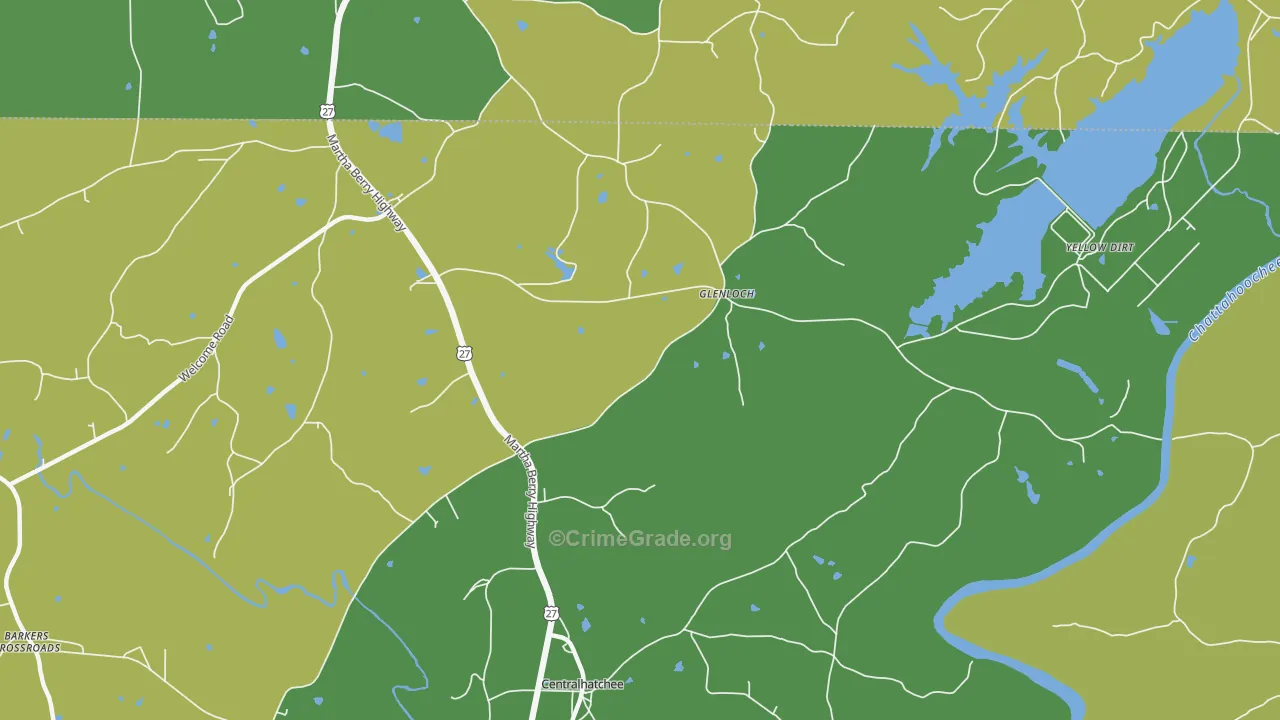 Glenloch, GA Map of Vehicle Theft Rates