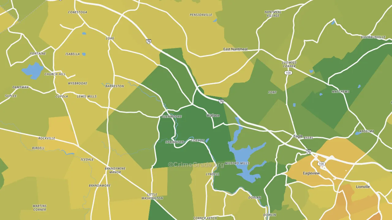 Glenmoore, PA Map of Vehicle Theft Rates