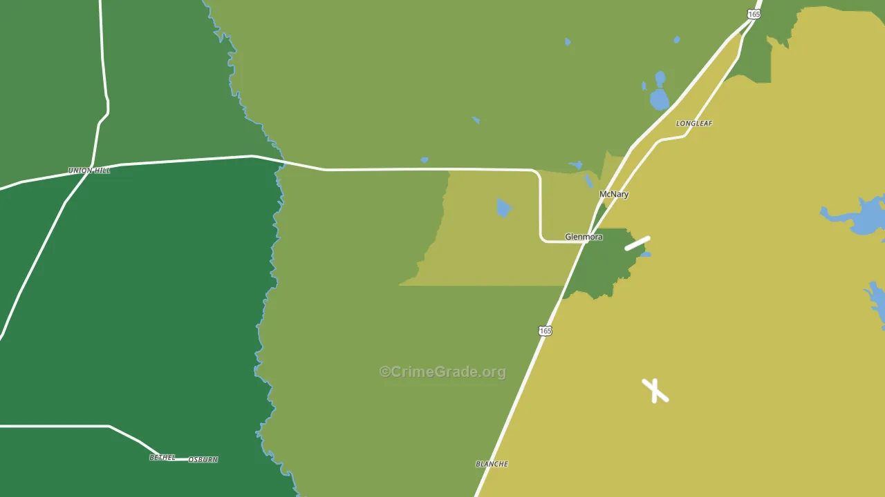 Glenmora, LA Map of Vehicle Theft Rates