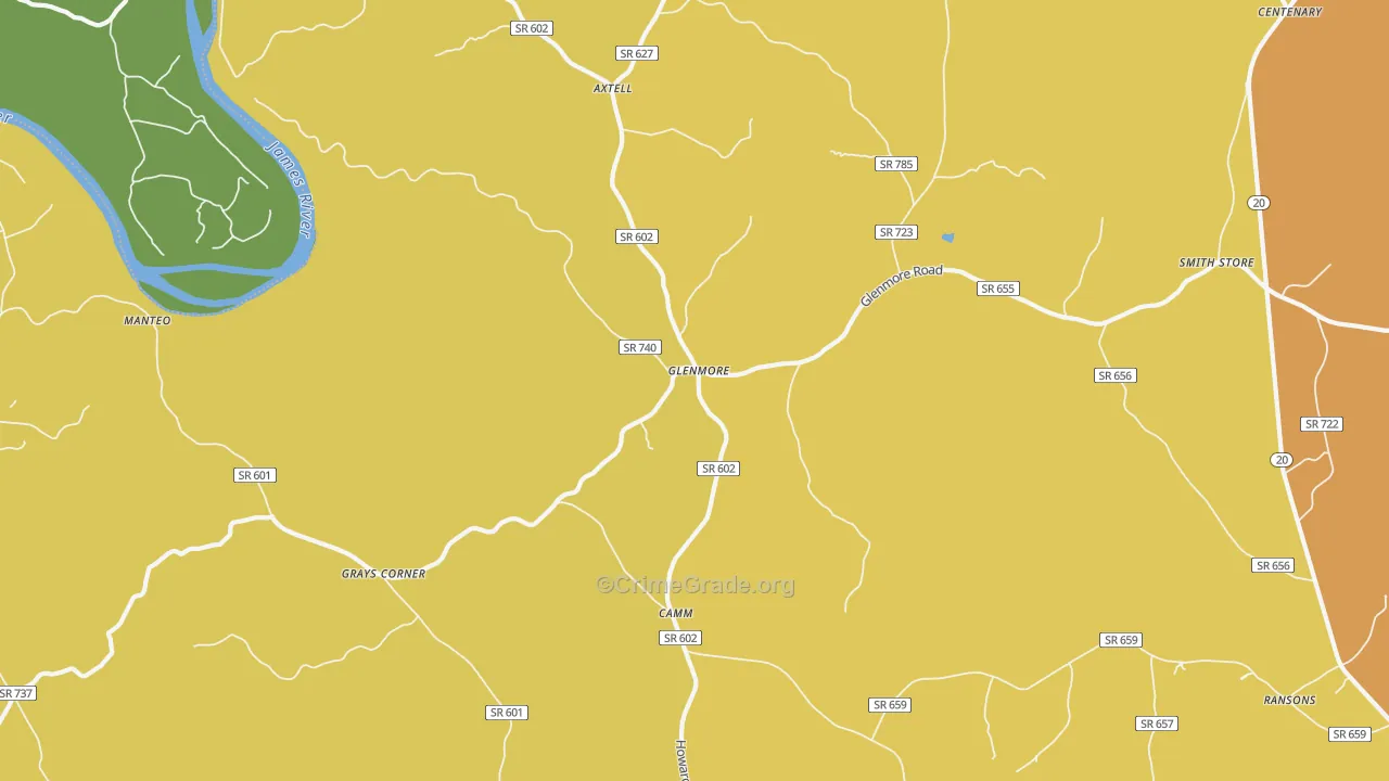 Glenmore, VA Map of Vehicle Theft Rates