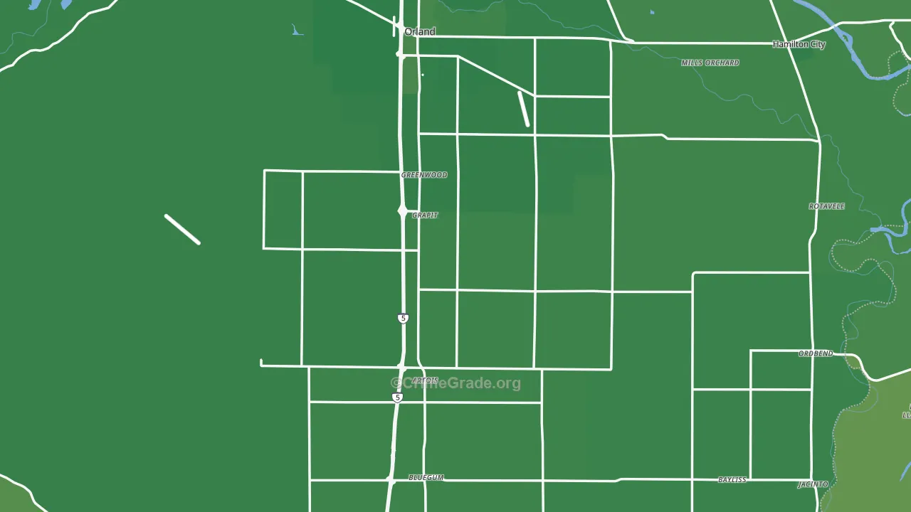Glenn County, CA Map of Vehicle Theft Rates