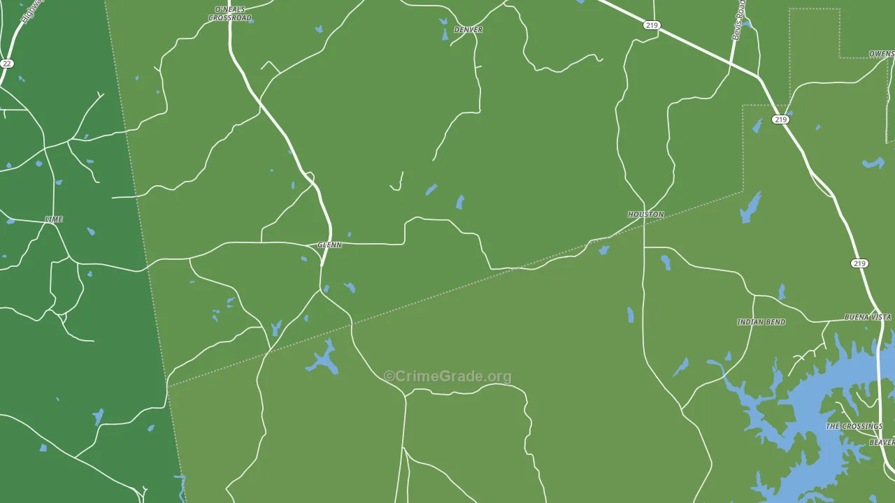 Glenn, GA Map of Vehicle Theft Rates
