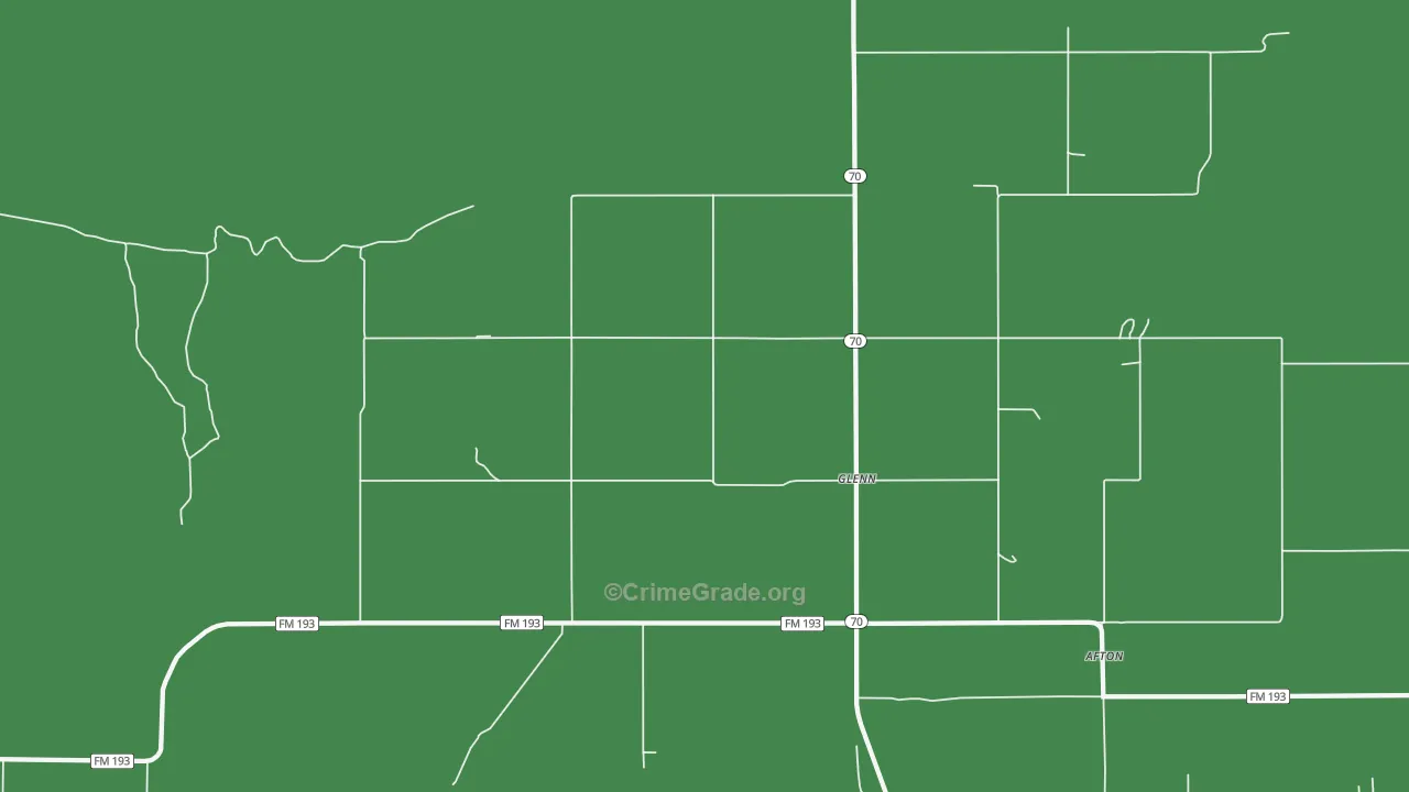 Glenn, TX Map of Vehicle Theft Rates