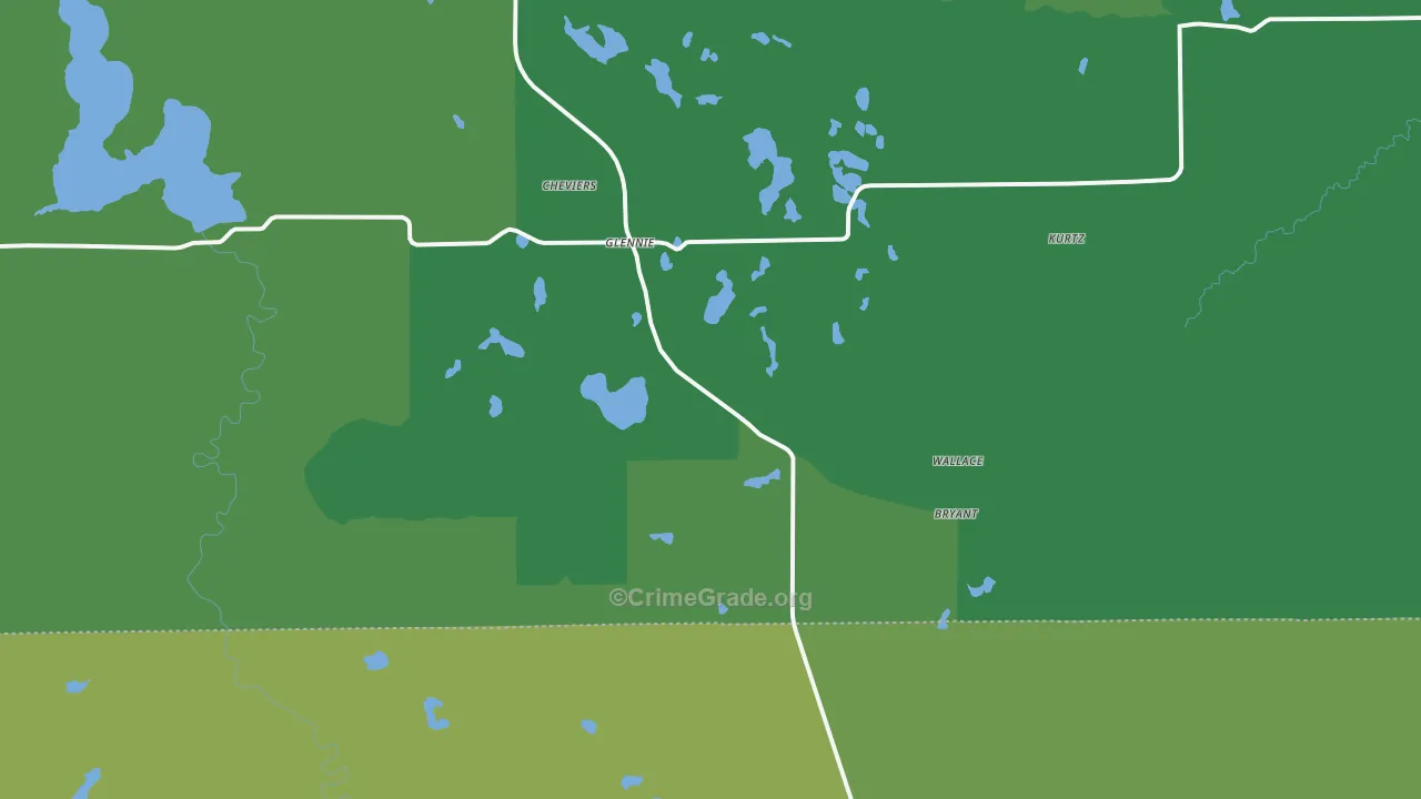 Glennie, MI Map of Vehicle Theft Rates