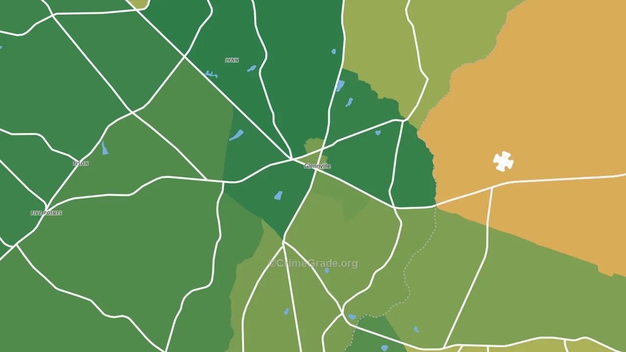 Glennville, GA Map of Vehicle Theft Rates