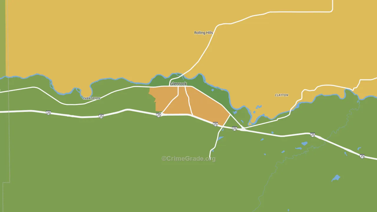 Glenrock, WY Map of Vehicle Theft Rates