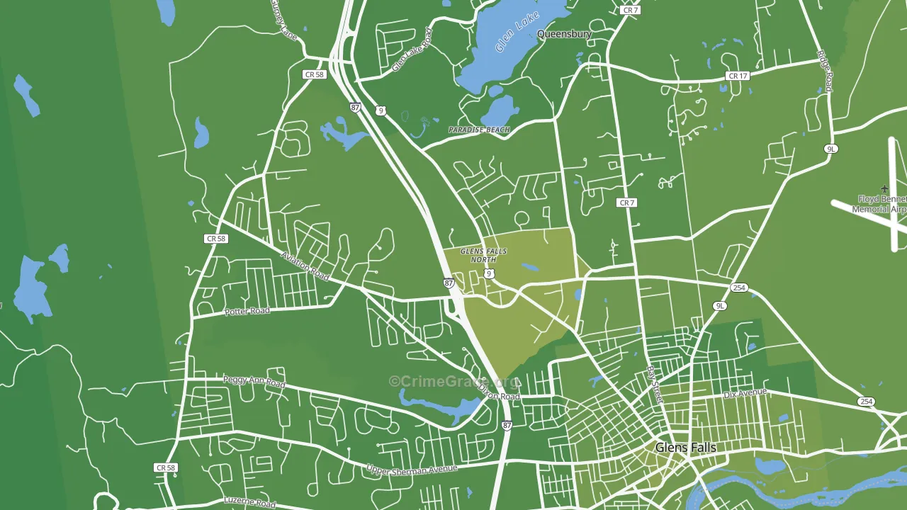 Glens Falls North, NY Map of Vehicle Theft Rates