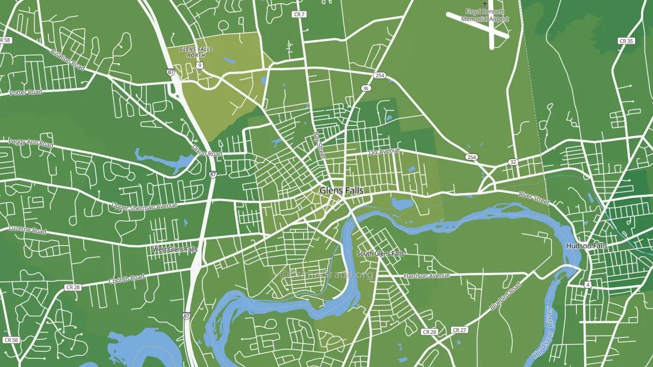 Glens Falls, NY Map of Vehicle Theft Rates