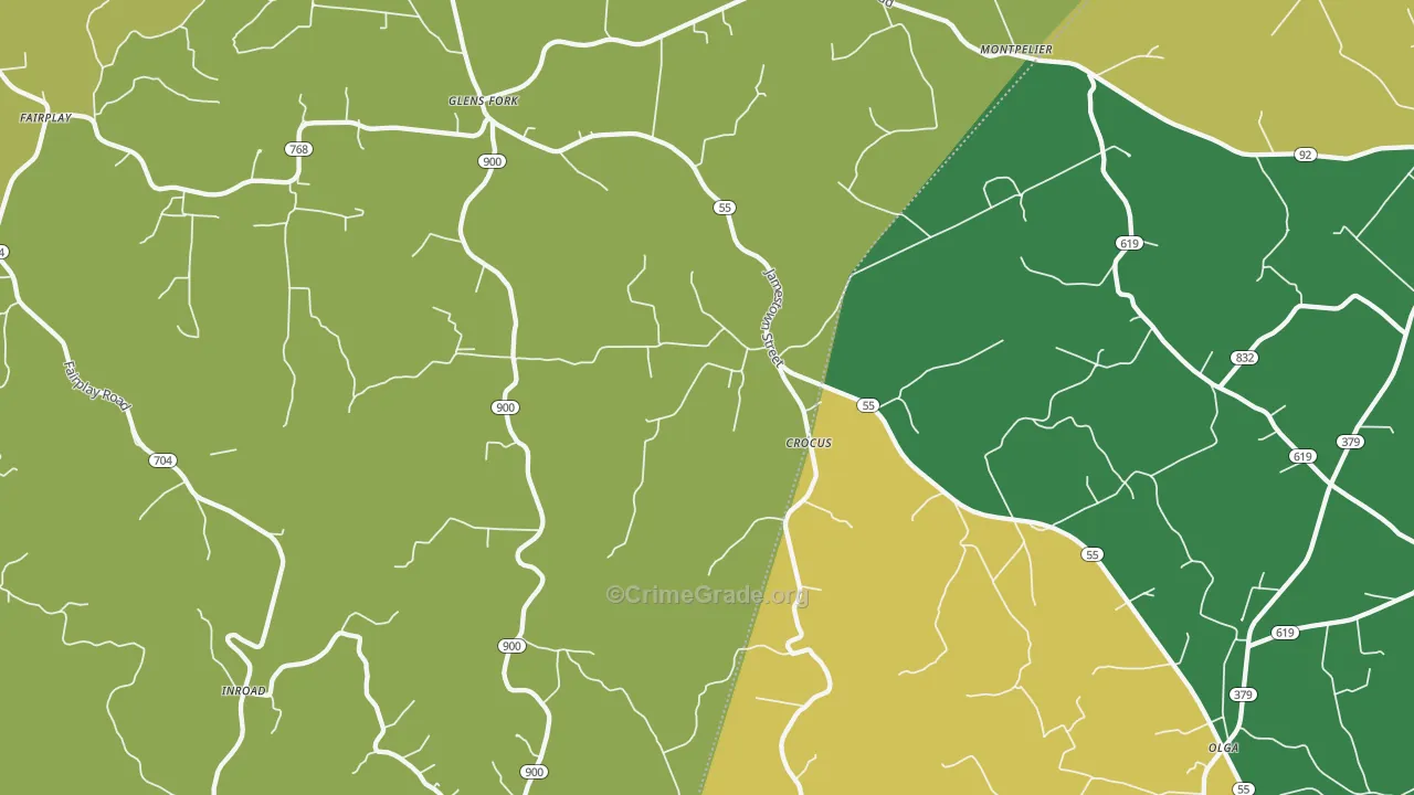 Glens Fork, KY Map of Vehicle Theft Rates