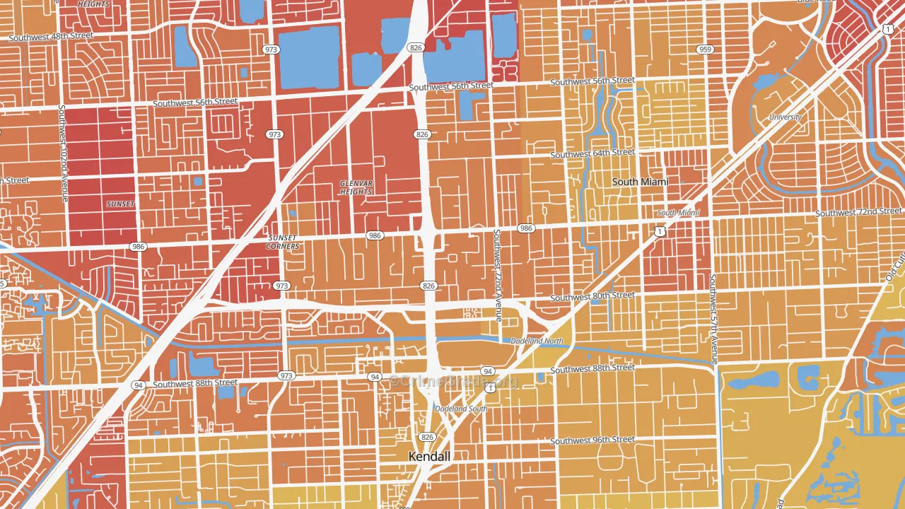 Glenvar Heights, FL Map of Vehicle Theft Rates
