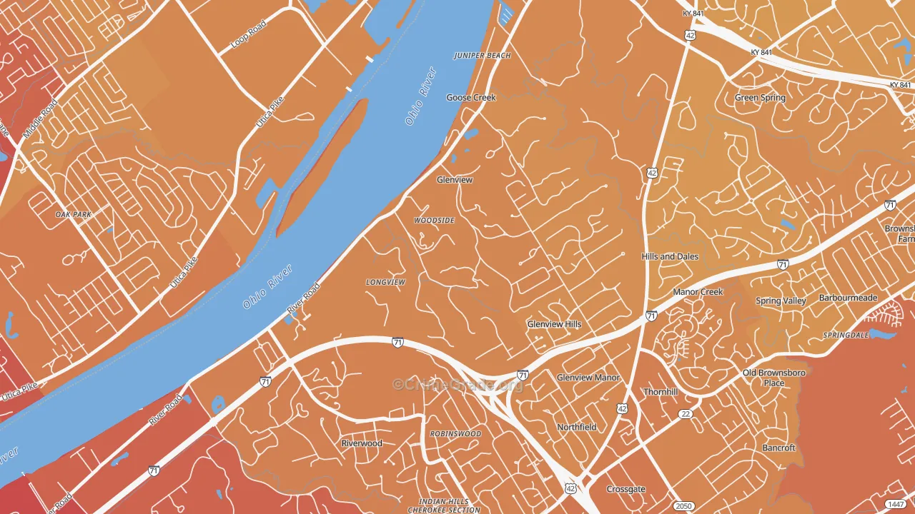 Glenview, KY Map of Vehicle Theft Rates