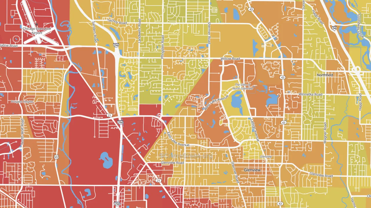 Glenview Nas, IL Map of Vehicle Theft Rates