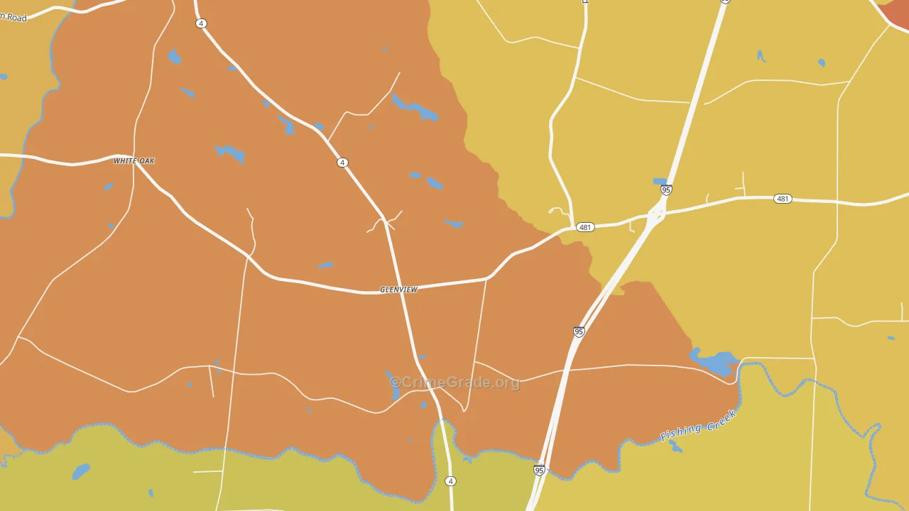 Glenview, NC Map of Vehicle Theft Rates
