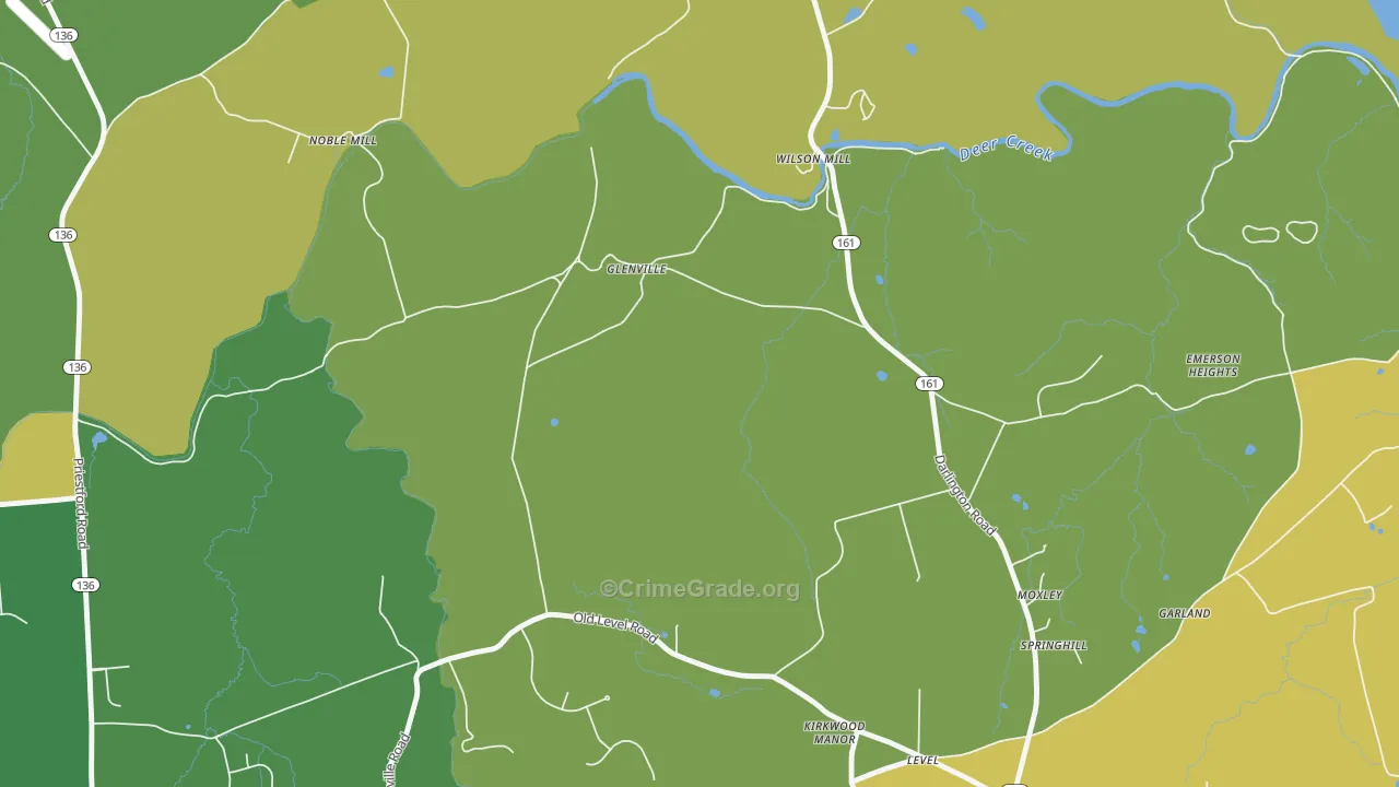 Glenville, MD Map of Vehicle Theft Rates