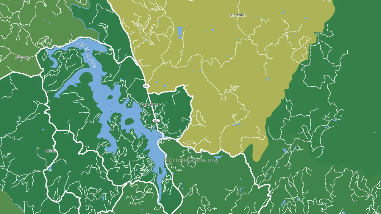 Glenville, NC Map of Vehicle Theft Rates
