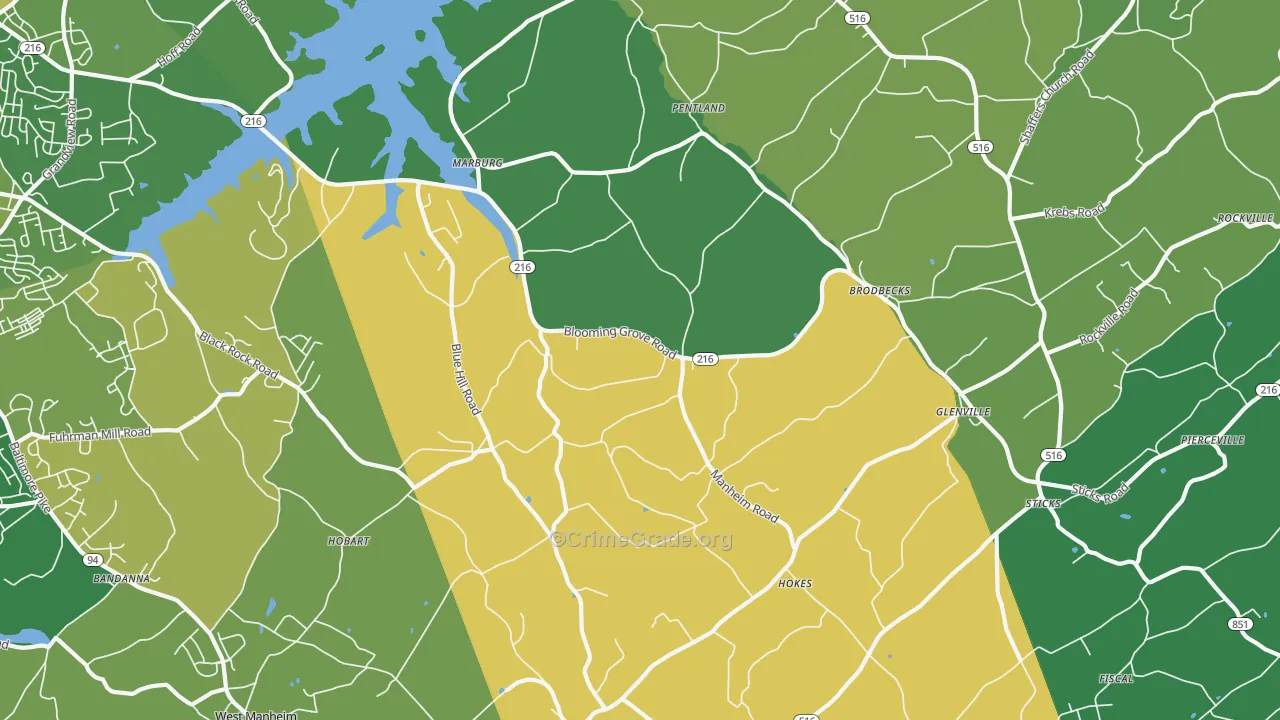 Glenville, PA Map of Vehicle Theft Rates
