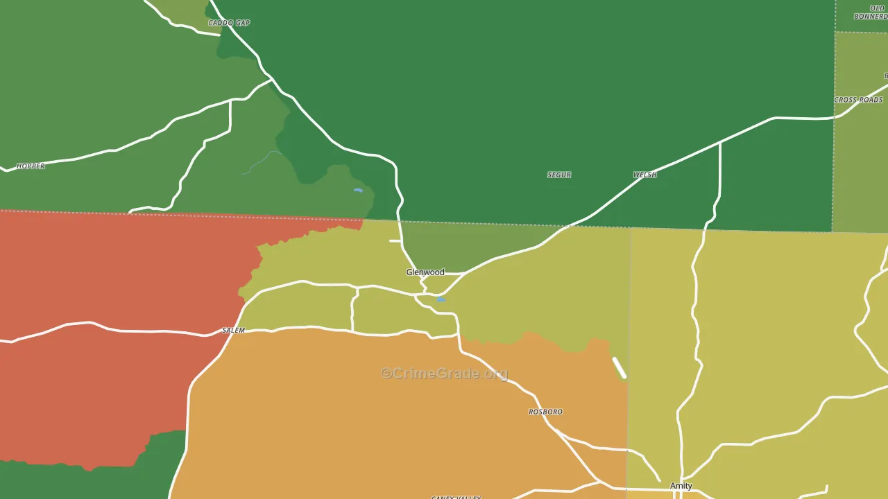 Glenwood, AR Map of Vehicle Theft Rates