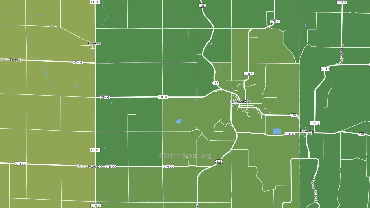 Glenwood City, WI Map of Vehicle Theft Rates