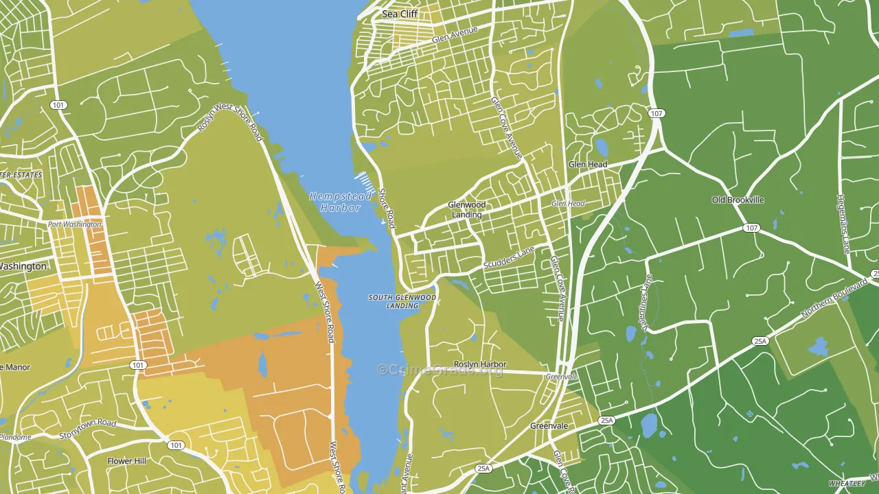 Glenwood Landing, NY Map of Vehicle Theft Rates