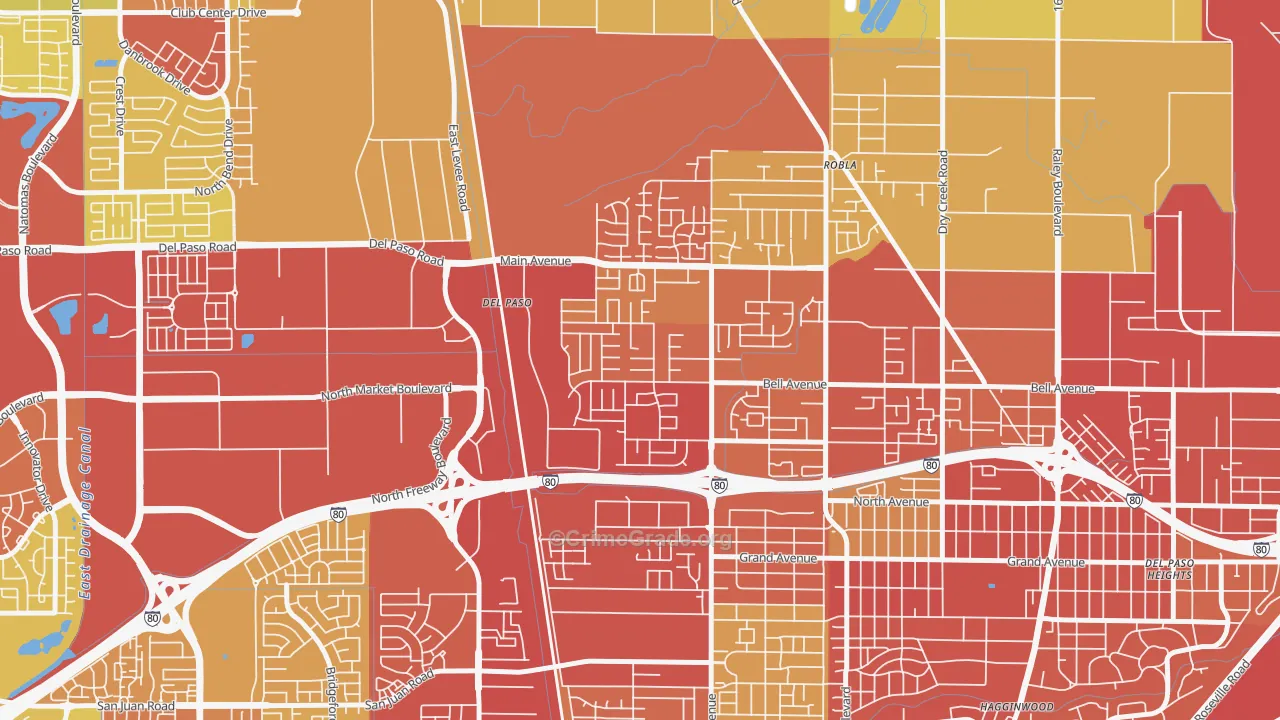 Glenwood Meadows, Sacramento, CA Map of Vehicle Theft Rates
