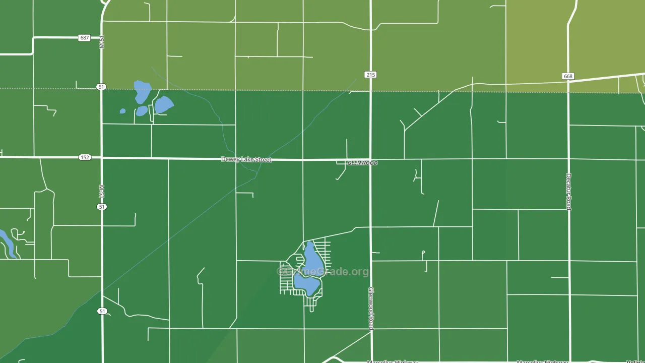 Glenwood, MI Map of Vehicle Theft Rates