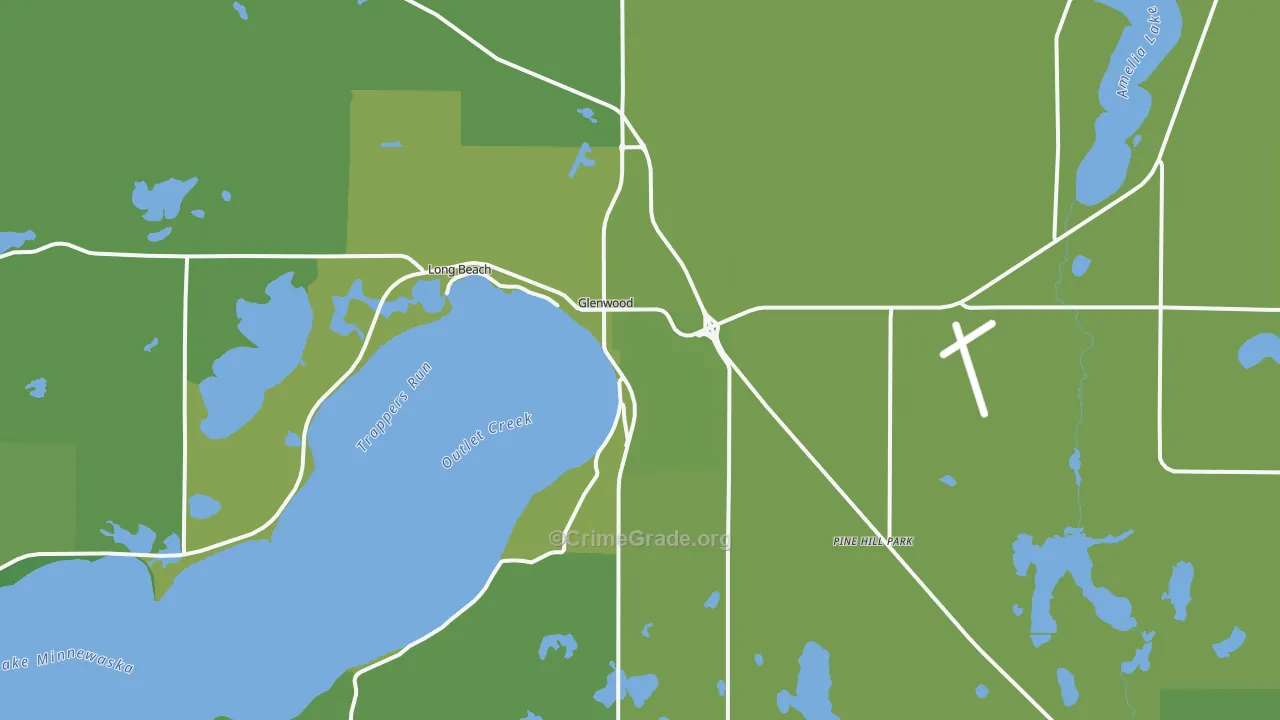 Glenwood, MN Map of Vehicle Theft Rates
