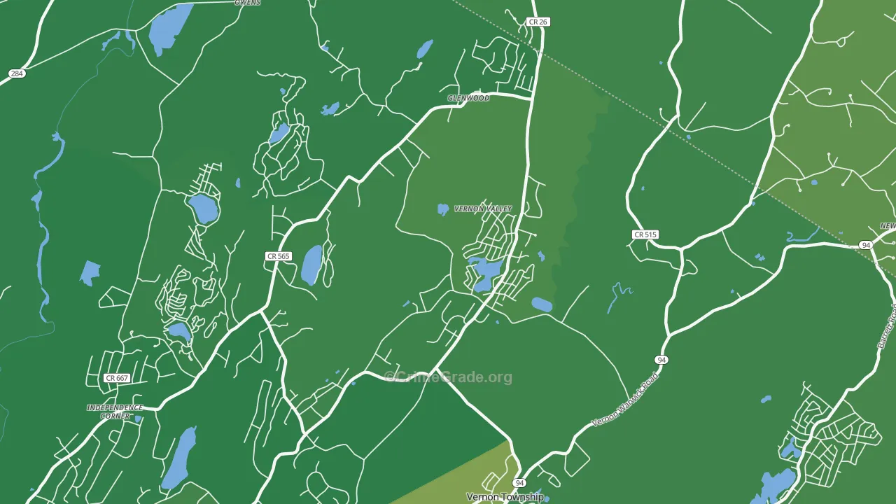 Glenwood, NJ Map of Vehicle Theft Rates