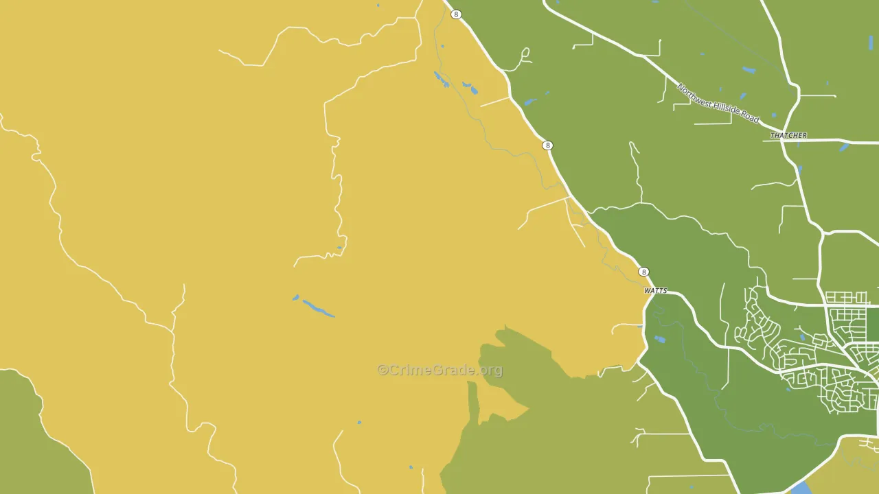Glenwood, OR Map of Vehicle Theft Rates