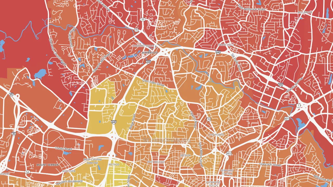 Glenwood, Raleigh, NC Map of Vehicle Theft Rates