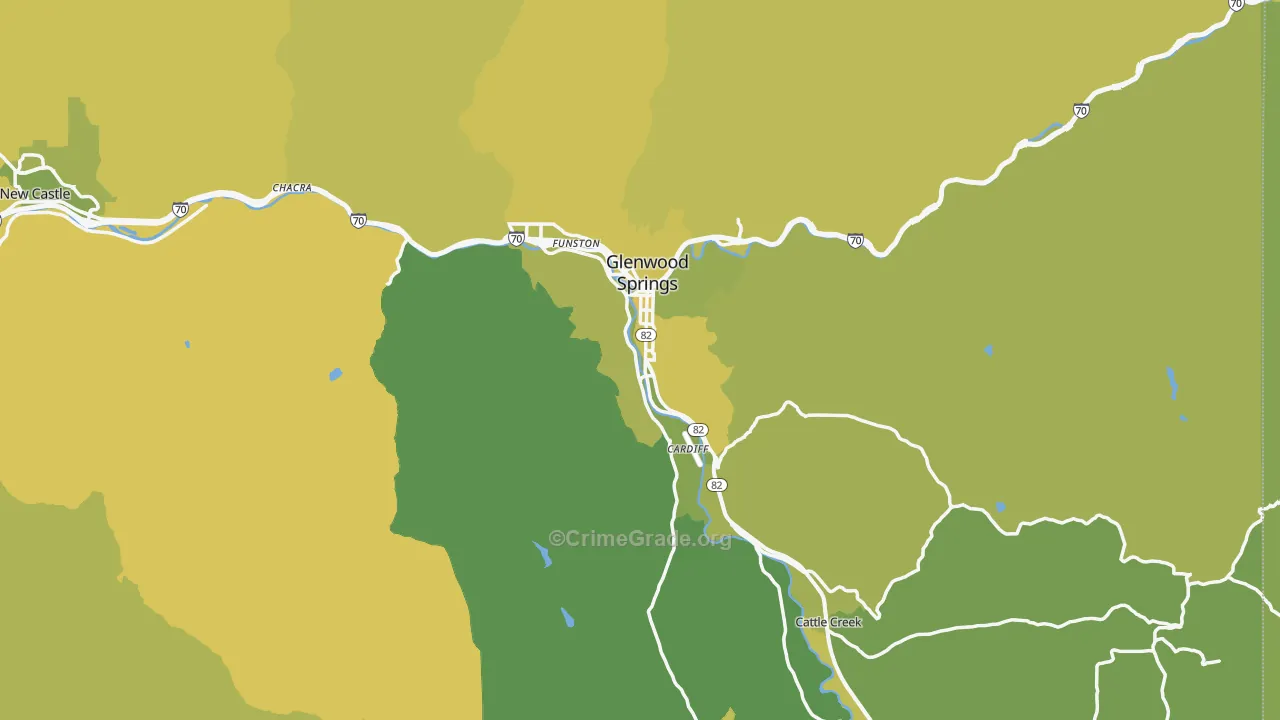 Glenwood Springs, CO Map of Vehicle Theft Rates