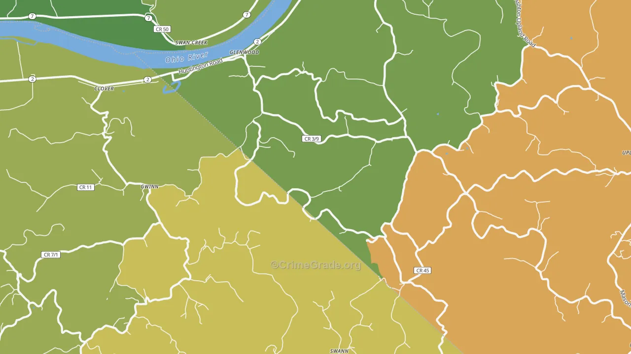 Glenwood, WV Map of Vehicle Theft Rates