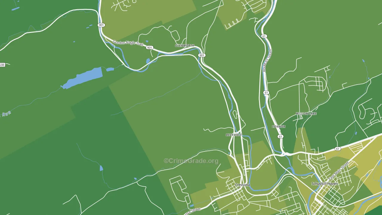 Glenworth, PA Map of Vehicle Theft Rates