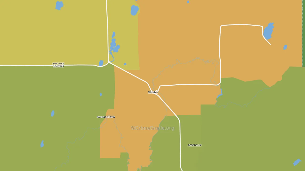 Glidden, WI Map of Vehicle Theft Rates