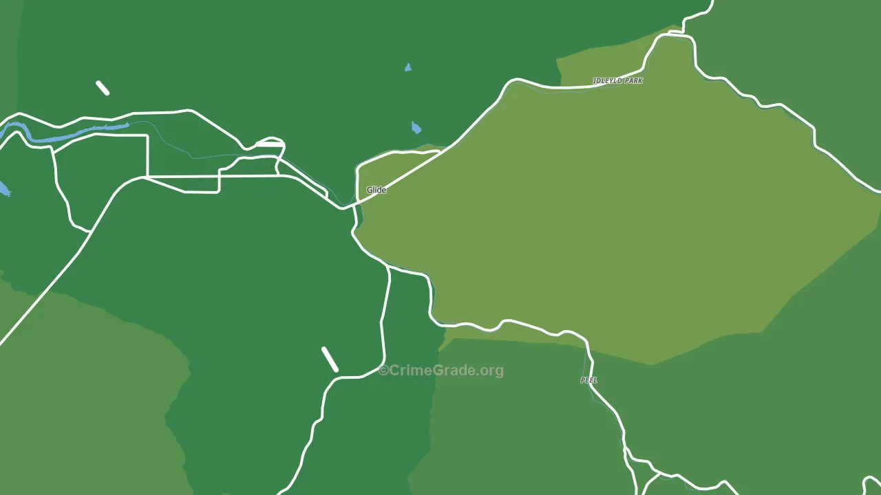 Glide, OR Map of Vehicle Theft Rates