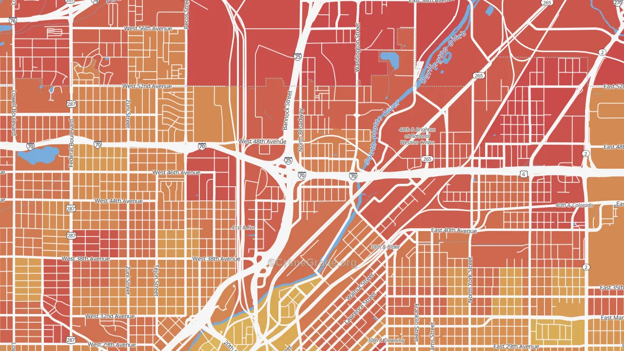Globeville, Denver, CO Map of Vehicle Theft Rates