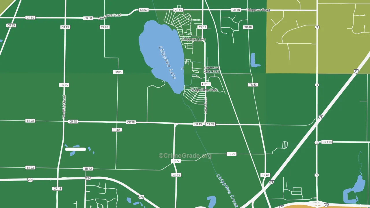 Gloria Glens Park, OH Map of Vehicle Theft Rates