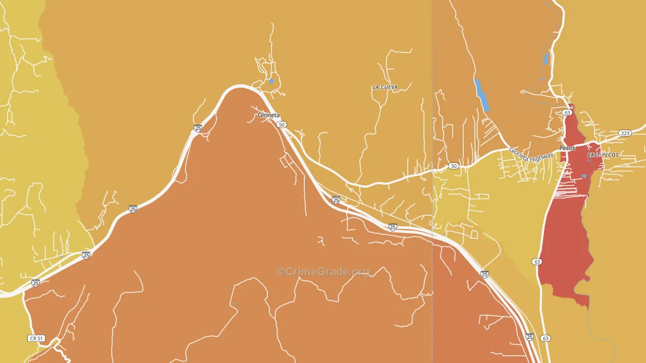 Glorieta, NM Map of Vehicle Theft Rates
