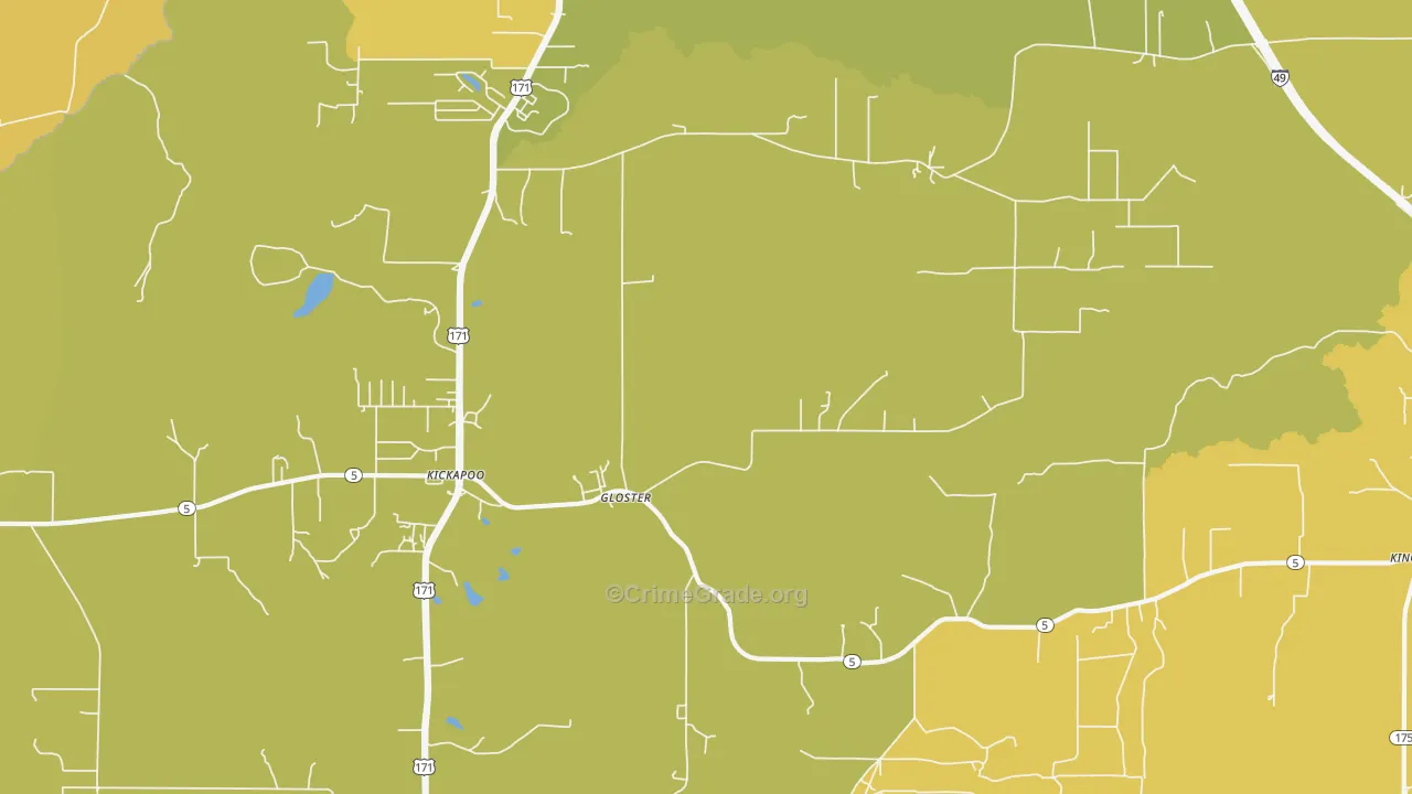 Gloster, LA Map of Vehicle Theft Rates