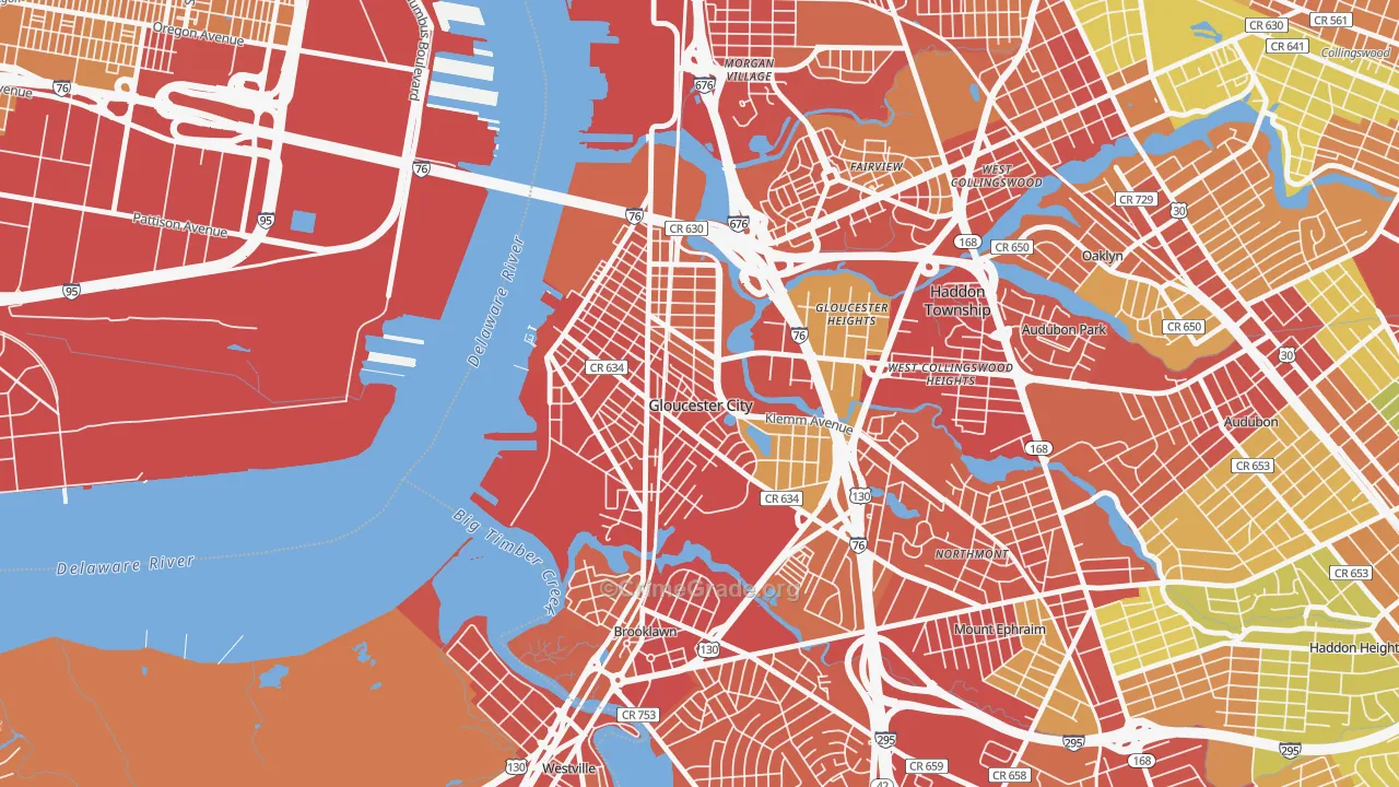 Gloucester City, NJ Map of Vehicle Theft Rates