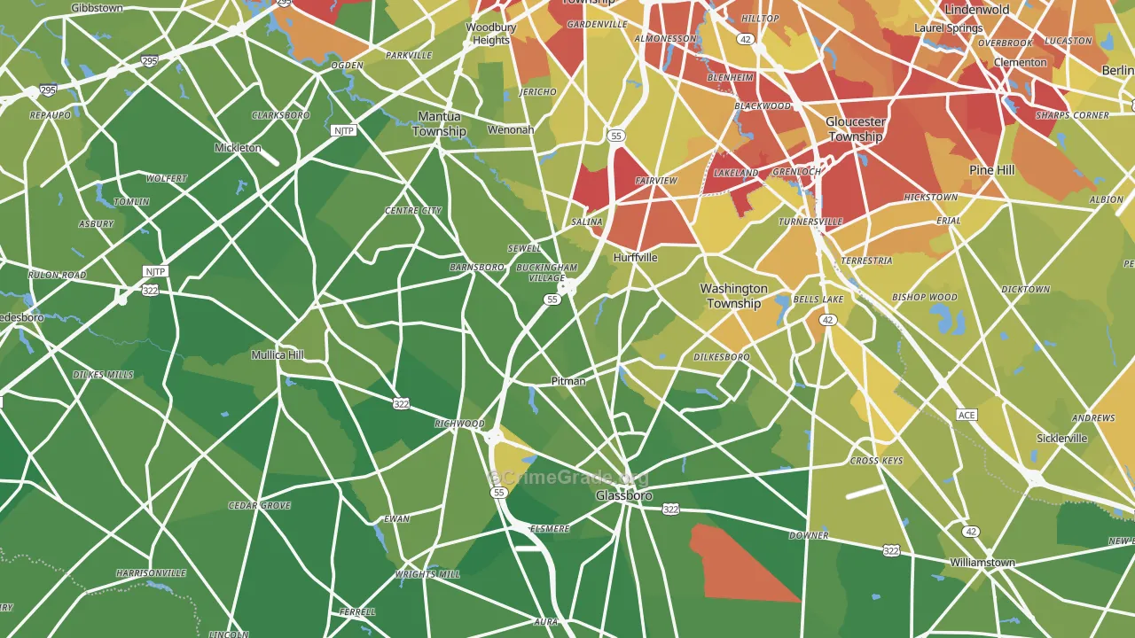 Gloucester County, NJ Map of Vehicle Theft Rates