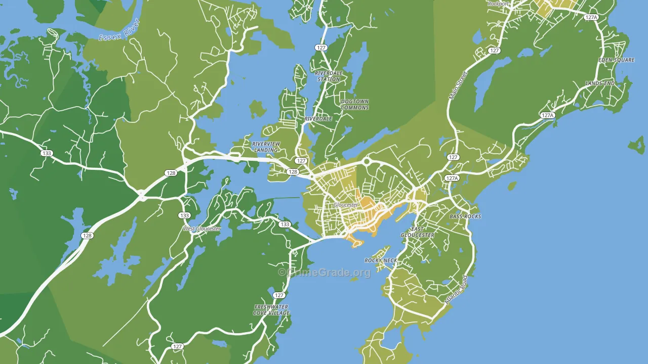 Gloucester, MA Map of Vehicle Theft Rates