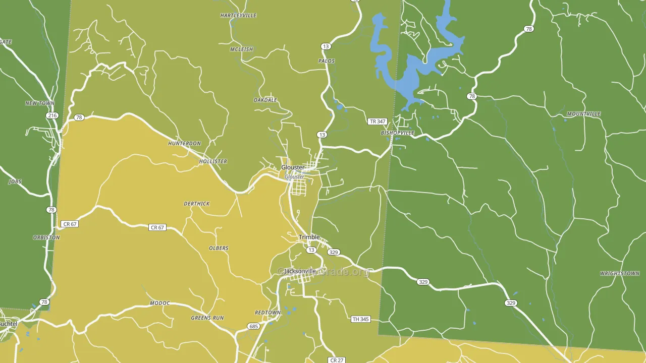 Glouster, OH Map of Vehicle Theft Rates