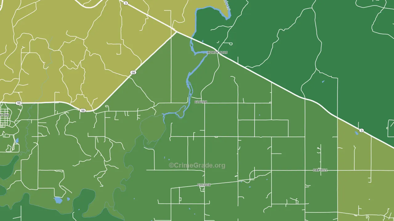 Glover, OK Map of Vehicle Theft Rates