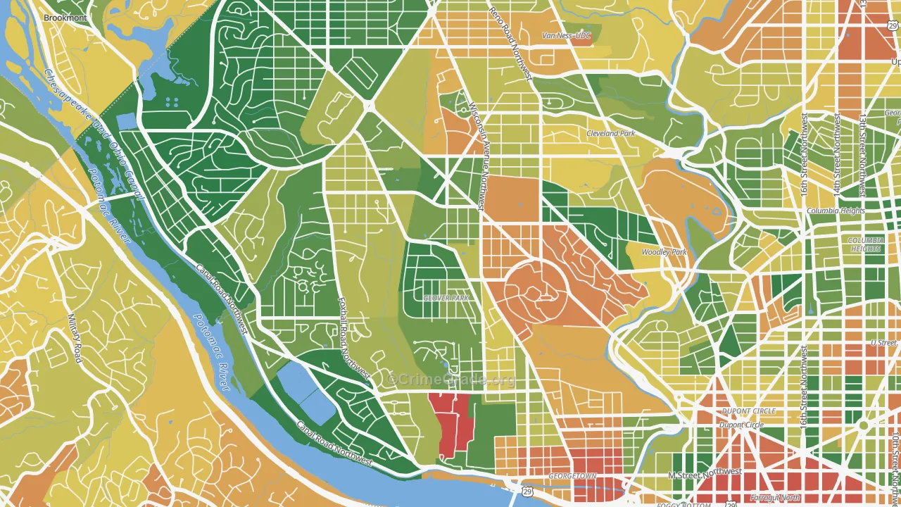 Glover Park, Washington, DC Map of Vehicle Theft Rates