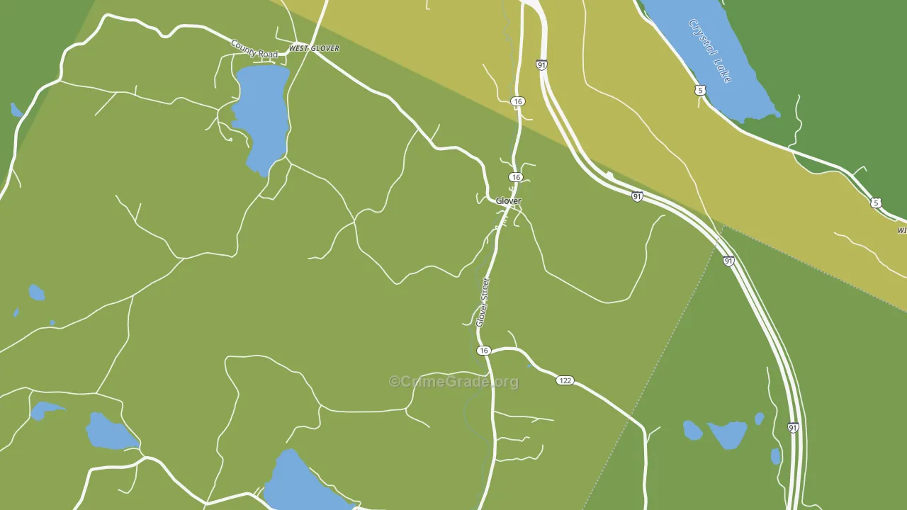 Glover, VT Map of Vehicle Theft Rates